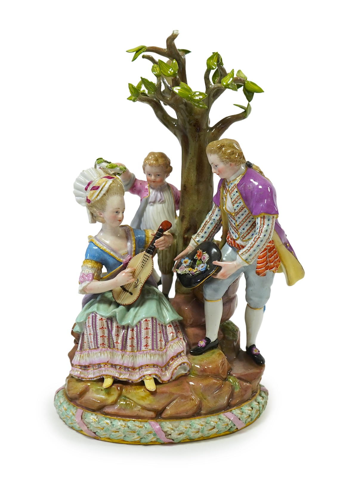 A Meissen porcelain figure group of 'Gardeners' at the Apple Tree', late 19th century